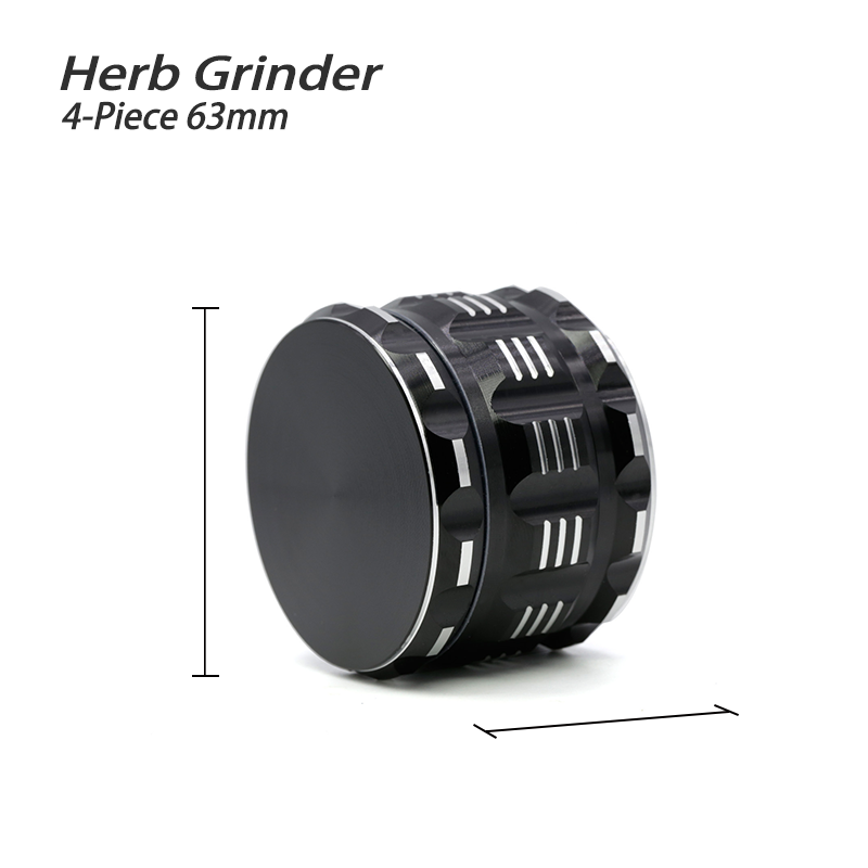 Waxmaid 4-Piece Polygon Herb Grinder Black 63mm