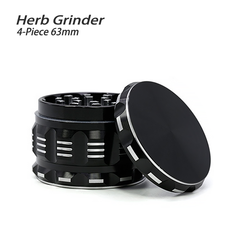 Waxmaid 4-Piece Polygon Herb Grinder Black 63mm