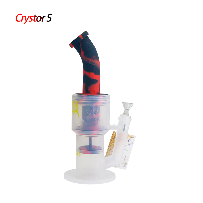 Waxmaid Crystor S Transparent Silicone Glass Water Pipe With Ice Catcher