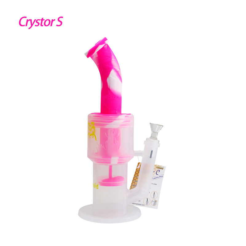 Waxmaid Crystor S Transparent Silicone Glass Water Pipe With Ice Catcher